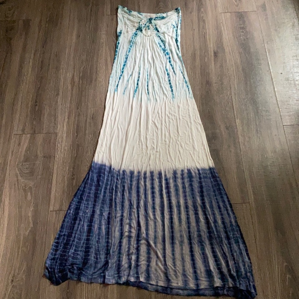Poof Excellence tie dye strapless maxi dress